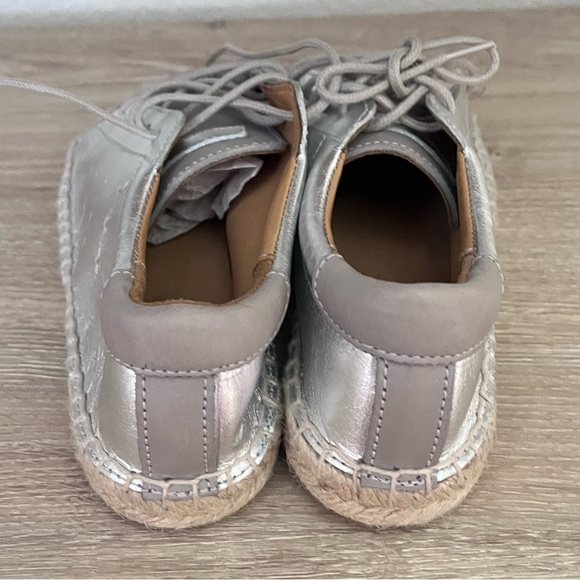 Manuela De Juan Girls European 33 Silver Metallic Lace Up Espadrille’s - Picture 4 of 10